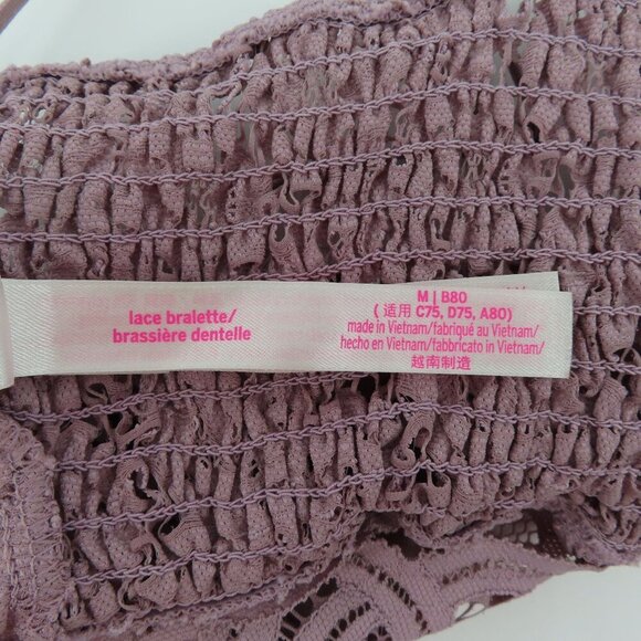PINK Victorias Secret Medium Purple Lace Bralette Bra Strappy Wireless Lined - Picture 10 of 14